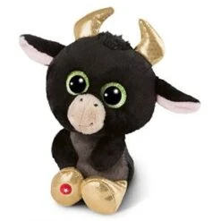 Nici Glubschis : L’Originale – Bubalu Le Taureau De Glubschis 15cm – Animal En Peluche Avec De Grands Yeux Brillants – Jouets Douillets Pour Les Amateurs De Peluches – Doudou Enfants – Doré